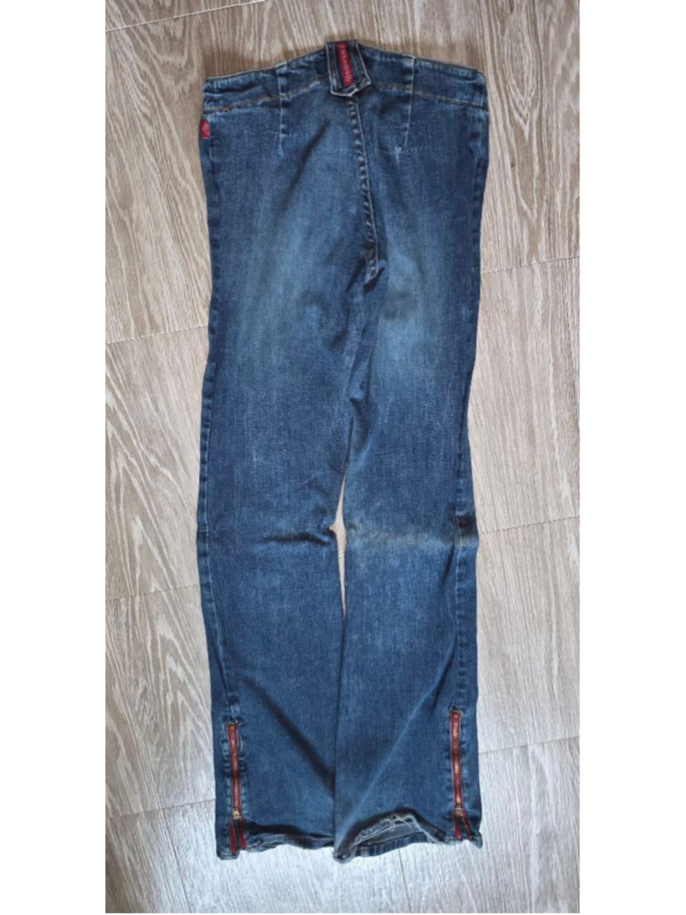 Authentic Y2K Juniors Hot Kiss Boot Cut Jeans Size 1 Blue with Red Zippers - Picture 5 of 5